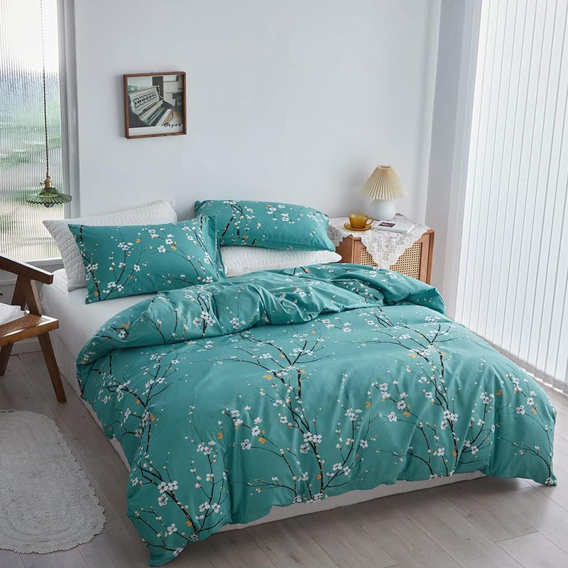 OLDBIAO Bettwäsche 200x200 cm Set, Blau Mikrofaser Bettbezug 200x200cm und Kissenbezüge 80x80cm, Äst
