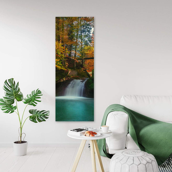 Wandbild XXL Wasserfall Deko Kunst Bilder Wald mehrfarbig 60x150 cm M14613 60x150 cm, M14613 60x150