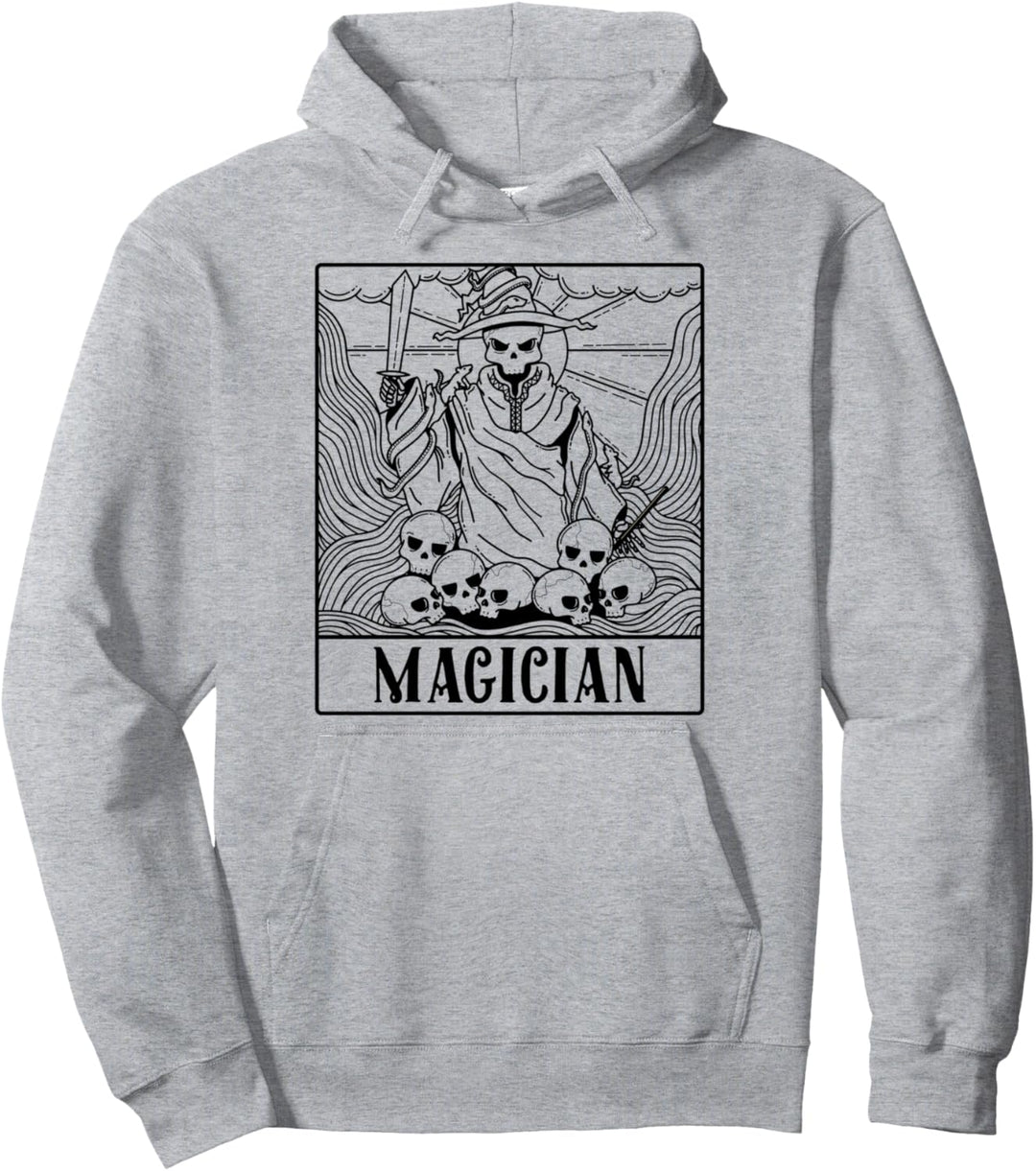 Wizard Magician Skeleton Tarot Card Blackcraft Men Women Pullover Hoodie