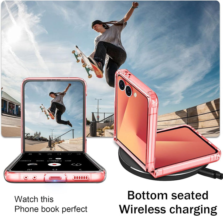 Z Flip 7 Handyhülle für Samsung Galaxy Z Flip 7 Hülle, Transparente Dünn Silikon Blumen Muster Galax