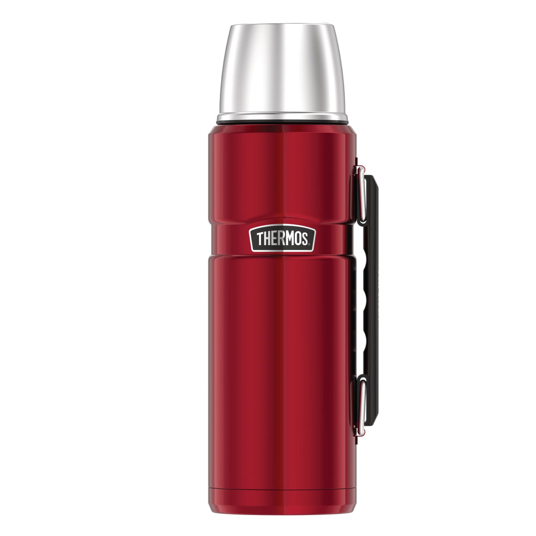 Thermos Stainless King Thermosflasche rot 1,20l - Edelstahl, absolut dicht, mit Trinkbecher und Grif