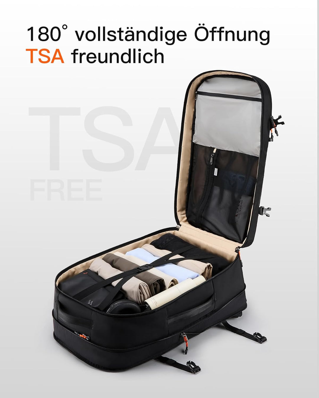 Inateck Leichter Reiserucksack 38.5-46L, Erweiterbarer Handgepäck Rucksack | Spritzwassergeschützt T