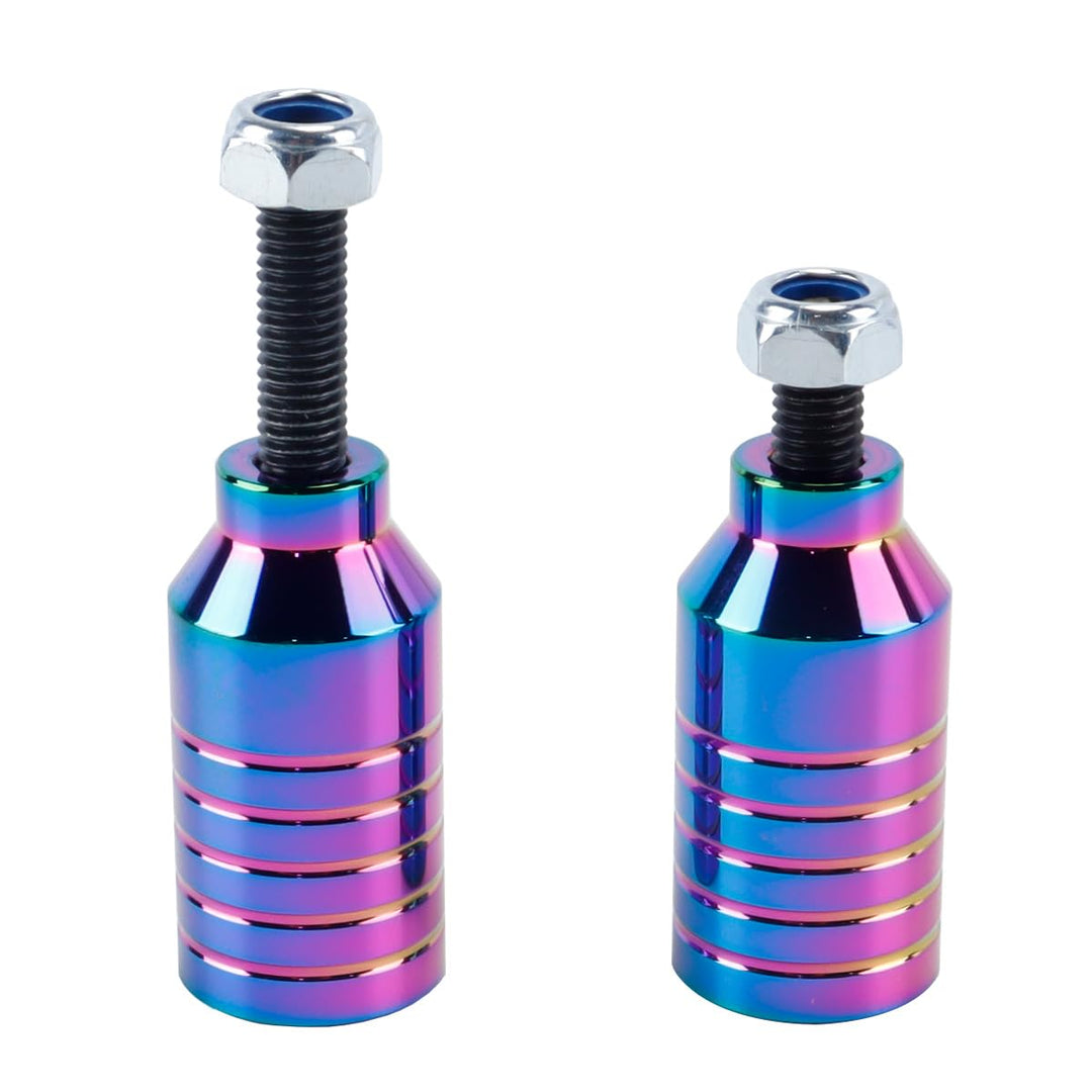 2 Stück Pro Stunt-Scooter Pegs – Regenbogenschwarzes Aluminium mit 12,9-Stufenachse und Befestigungs
