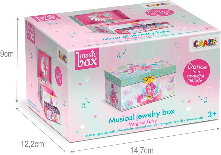 MUSIC BOX Fairy | Spieluhr mit Melodie, Mädchen Schmuckkästchen mit drehbarer Fee, Spiegel & Schubla
