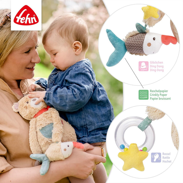 Fehn Activity Spielzeug Bär - Motorikspielzeug mit Klettverschluss - Baby Spieltier mit Greif Elemen