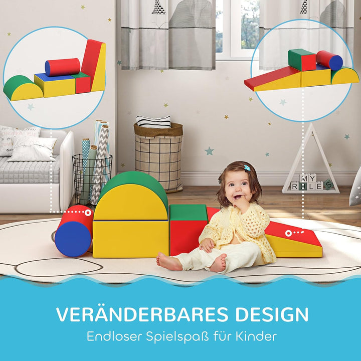HOMCOM 5 TLG. Schaumstoff Bausteine Kinder Softbausteine Klettern Bauklötze Weiche Schaumstoffbauste