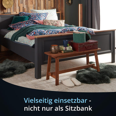 KHG Holzbank Sitzbank Flur Garderobenbank Schuhbank 100x45x29 cm - Eiche Holz Massiv bis 200 kg bela