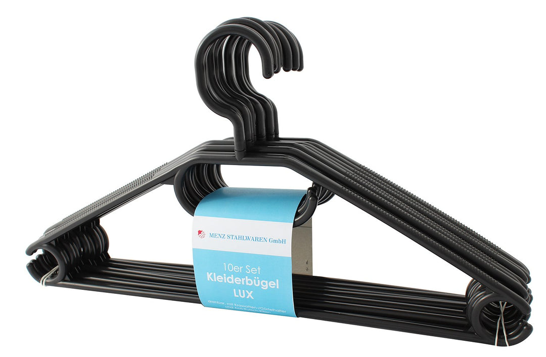50 Stück Centi Kleiderbügel stabile Kunststoff Bügel in Schwarz von Dies&Das mit Anti-Rutsch-Rillen