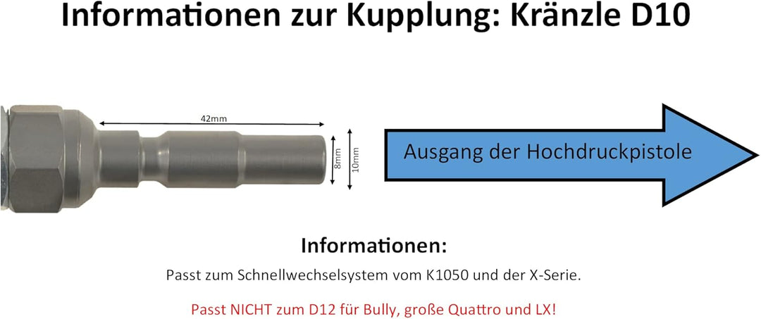 Bajonett Adapter für Kärcher Zubehör auf Kränzle D10 DN10 | Weitere Adapter zur Auswahl Kränzle DN10