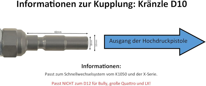 Bajonett Adapter für Kärcher Zubehör auf Kränzle D10 DN10 | Weitere Adapter zur Auswahl Kränzle DN10