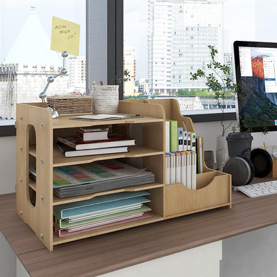 PUNCIA Dokumentenablage A4 Briefablage Ablagefächer Holz Schreibtisch Datei Organizer Papierablage A