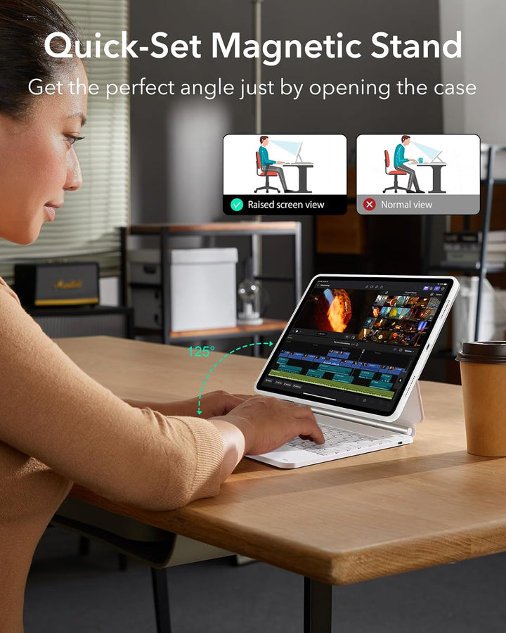 ESR iPad Pro 13 Zoll (M5/M4, 2025/2024) Hülle mit Tastatur, Tastaturhülle mit Einzustellendem Magnet