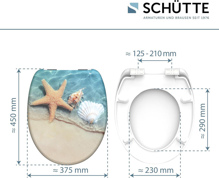 SCHÜTTE WC-Sitz mit Absenkautomatik BEACH aus Duroplast | hochwertiger Toilettendeckel mit 175kg Bel