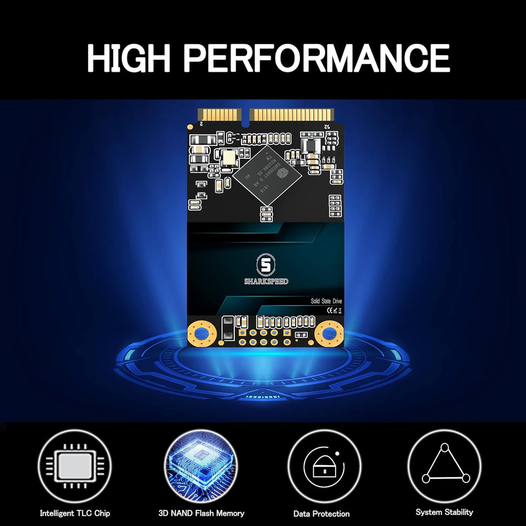 SHARKSPEED mSATA SSD 256GB Mini SATA 3 (6Gb/s) TLC 3D NAND SSD Festplatte Interne Solid State Drive