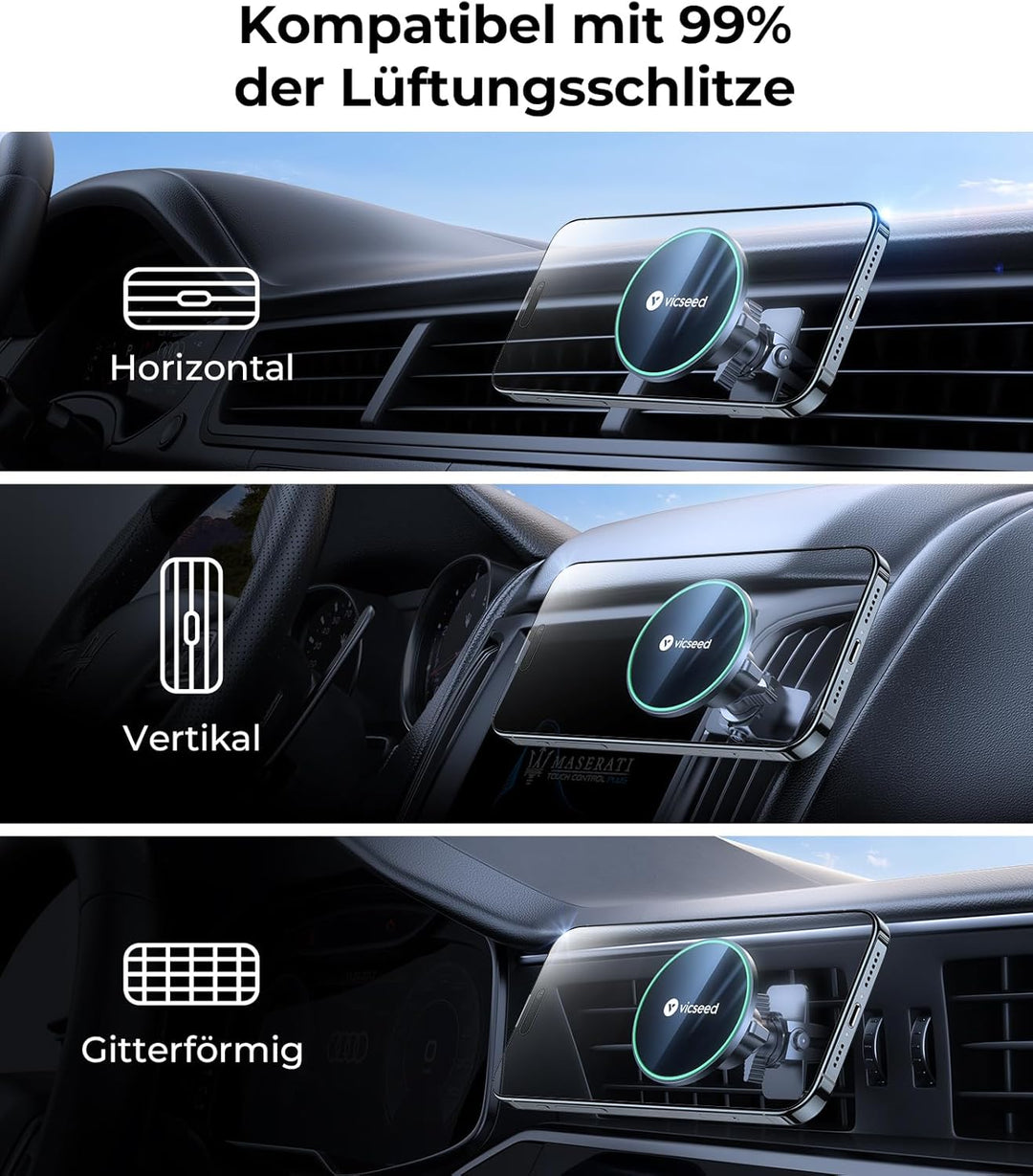 VICSEED Handyhalterung Auto Magnet Lüftung für Magsafe Autohalterung [Starker Magnet mit 20 xN55] Ma