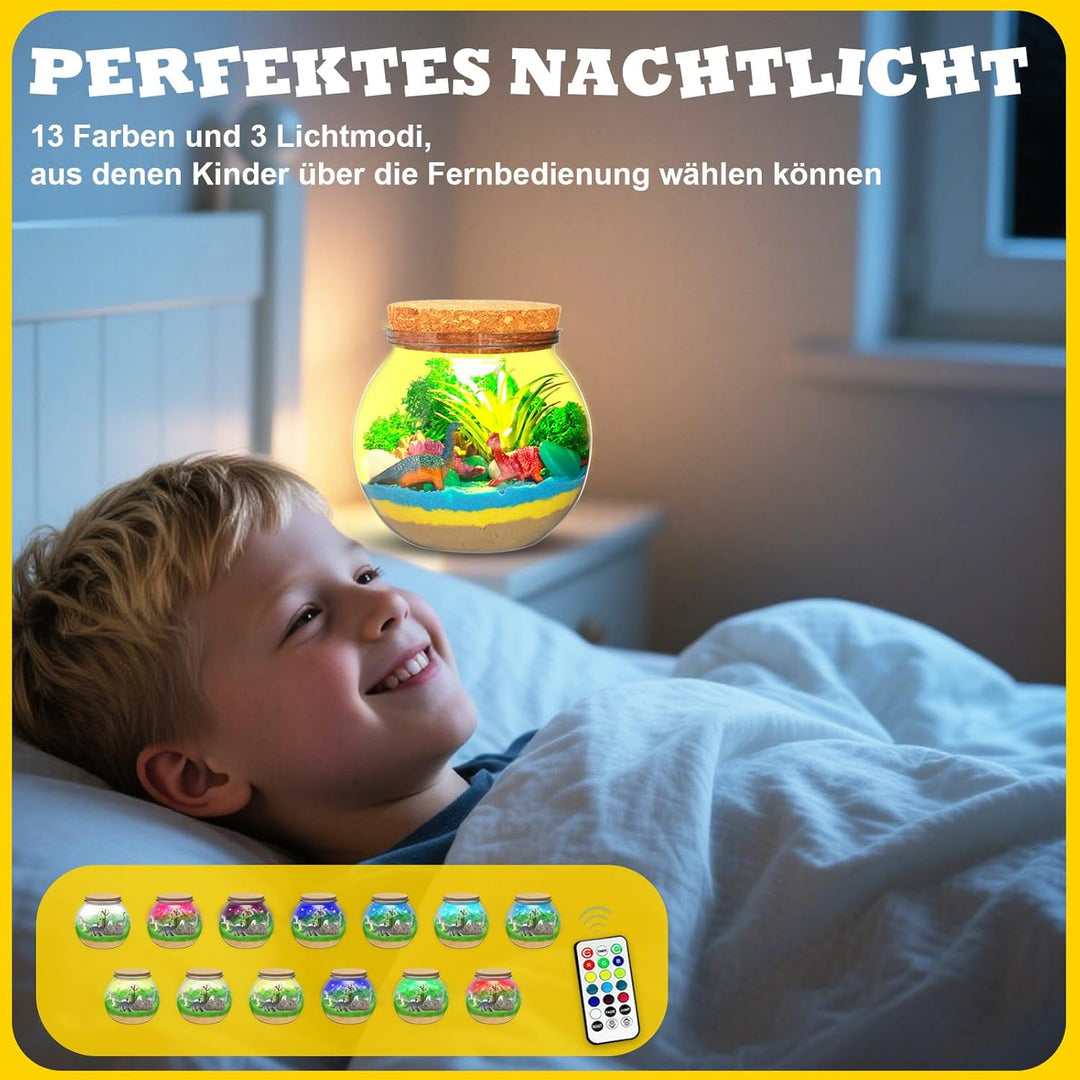 Dinosaurier Terrarium Set, Dinosaurier Spielzeug ab 4, 5, 6, 7, 8-12 Jahre, Basteln Sie Ihr Eigenes
