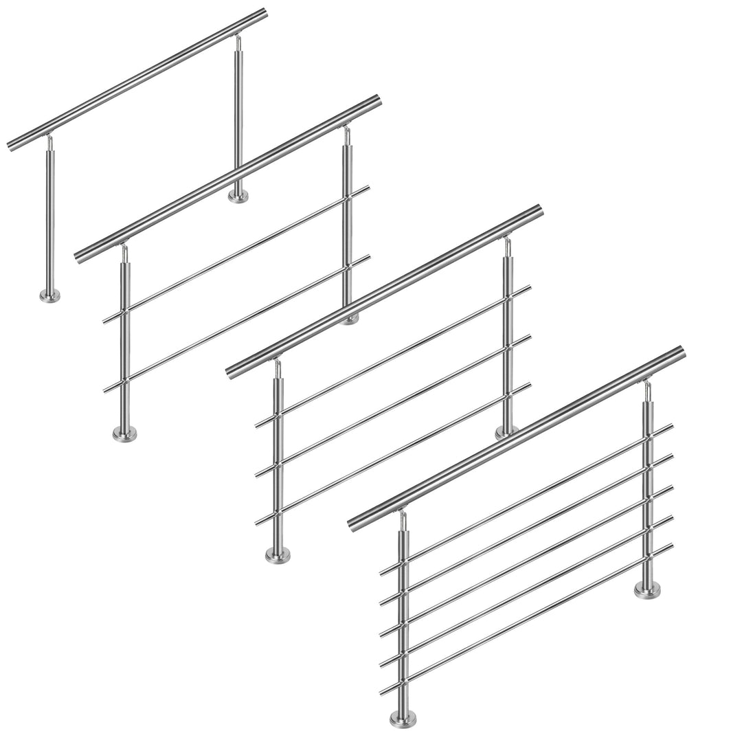 XMTECH Geländer Treppengeländer Handlauf Ø42mm aus Edelstahl, Brüstung Treppe Bausatz mit Querstab f