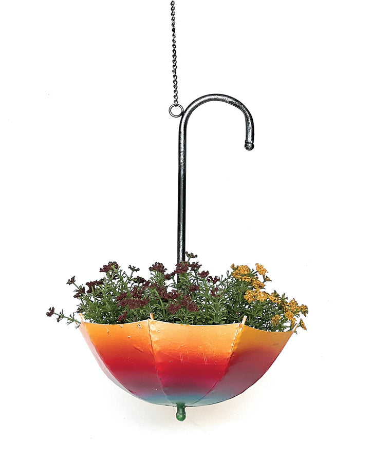 DanDiBo Blumenampel Metall Hängeampel mit Topf Innen Aussen Regenschirm Hängepflanzen 57 cm 96258 S