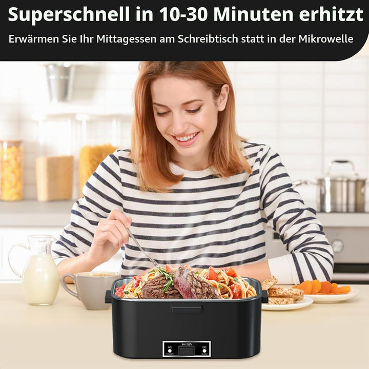 SOOOEC Elektrische Lunchbox 100W, 3-in-1 tragbare beheizte Lunchbox, Herausnehmbare Edelstahl-Brotdo