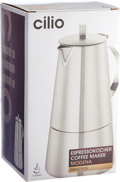 Cilio 202304 Espressokocher Modena, 6 Tassen, Edelstahl, Induktion geeignet