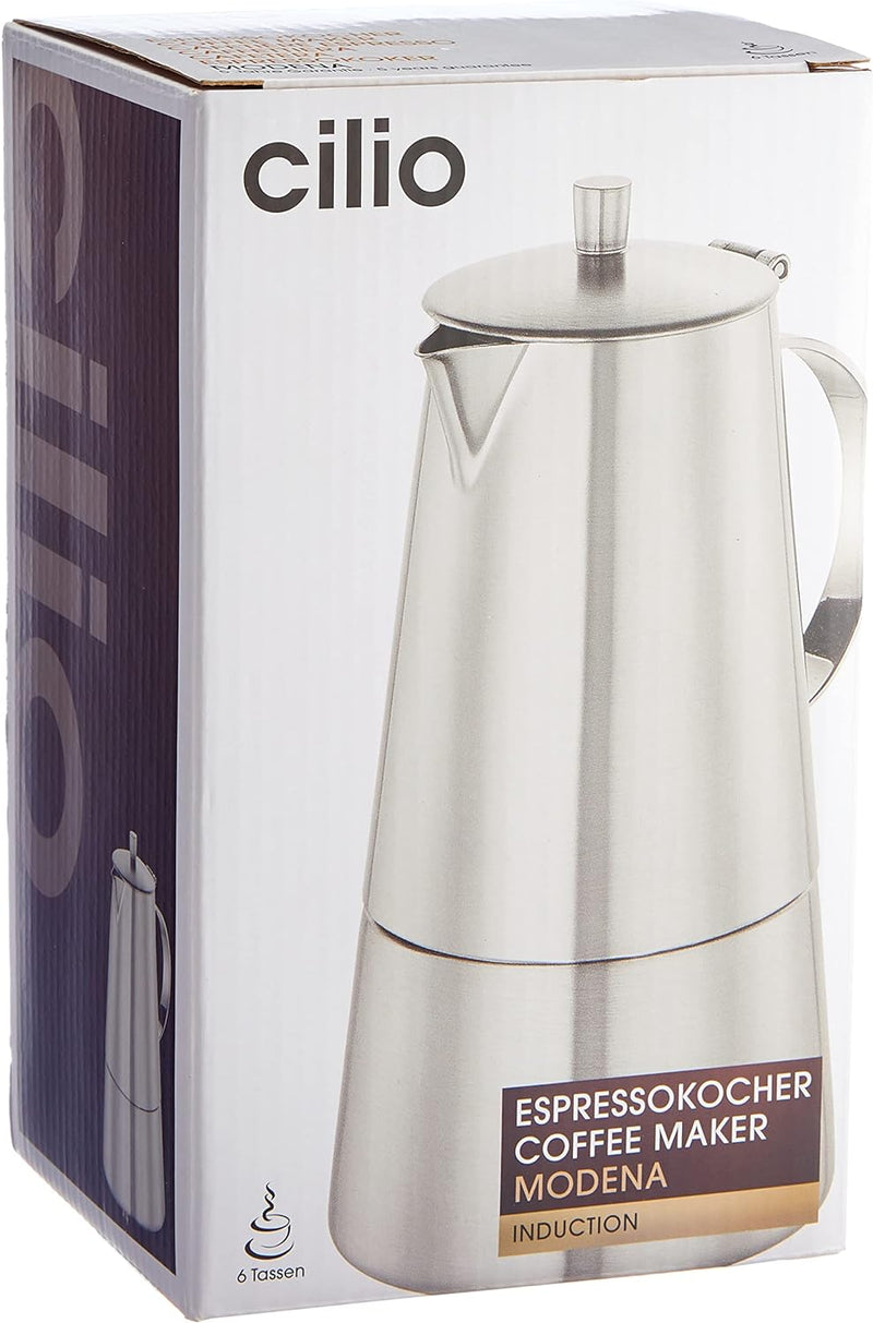 Cilio 202304 Espressokocher Modena, 6 Tassen, Edelstahl, Induktion geeignet