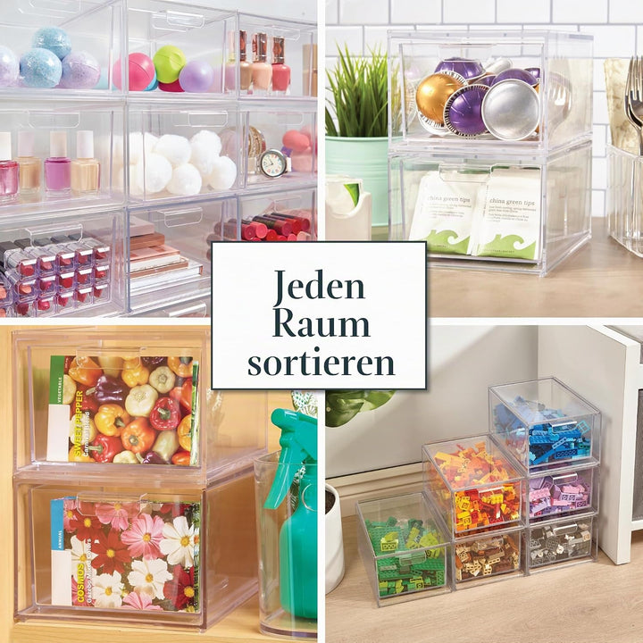 STORi US Acrylic® Audrey 2er-Pack kleine stapelbare Kosmetik-Organizer Schubladen 4-1/2\" Tall Drawe