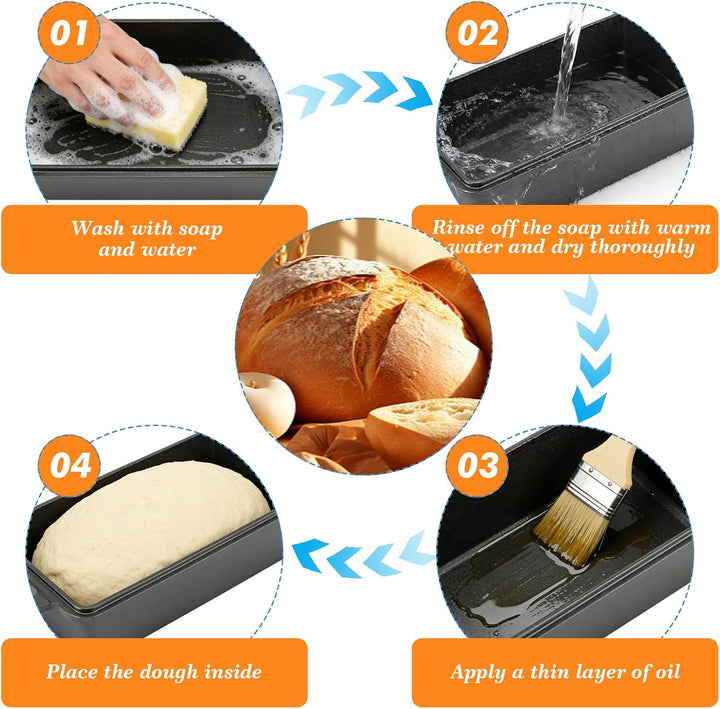 Gusseisen Brotbackform mit Deckel & Antihaft-Silikonmatten, 25x13cm Kastenform für Sauerteig, Toast
