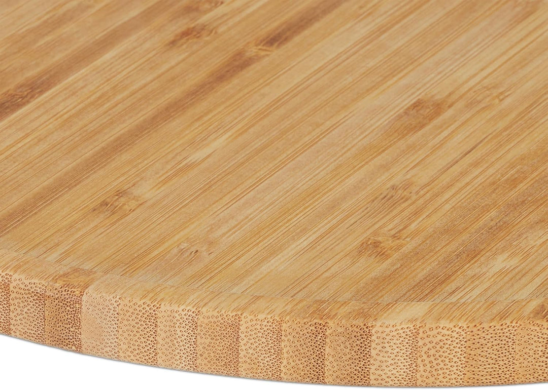 Relaxdays Pizzateller, 4er Set, Bambus, Ø 32 cm, Servierbrett für Pizza, Flammkuchen, Käse, rundes P