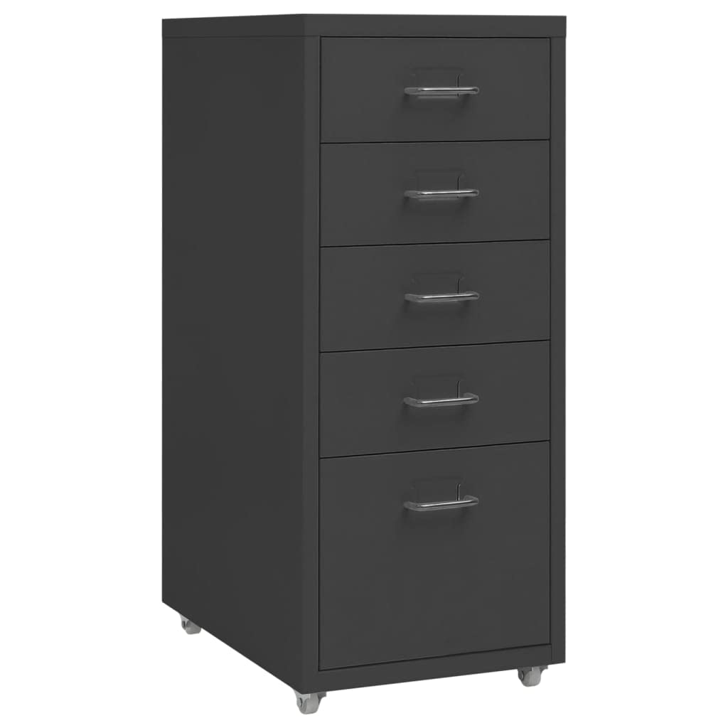 Myheimly Aktenschrank 5 Schubladenmit Rollen Anthrazit 28x41x69cm Aktenschrank mit Rollen Rollcontai