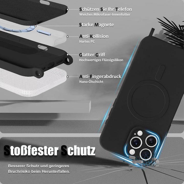 Handyband für iPhone 16 Pro Hülle mit Band [Kompatibel mit Magsafe] Flüssig Silikon Necklace Handyhü