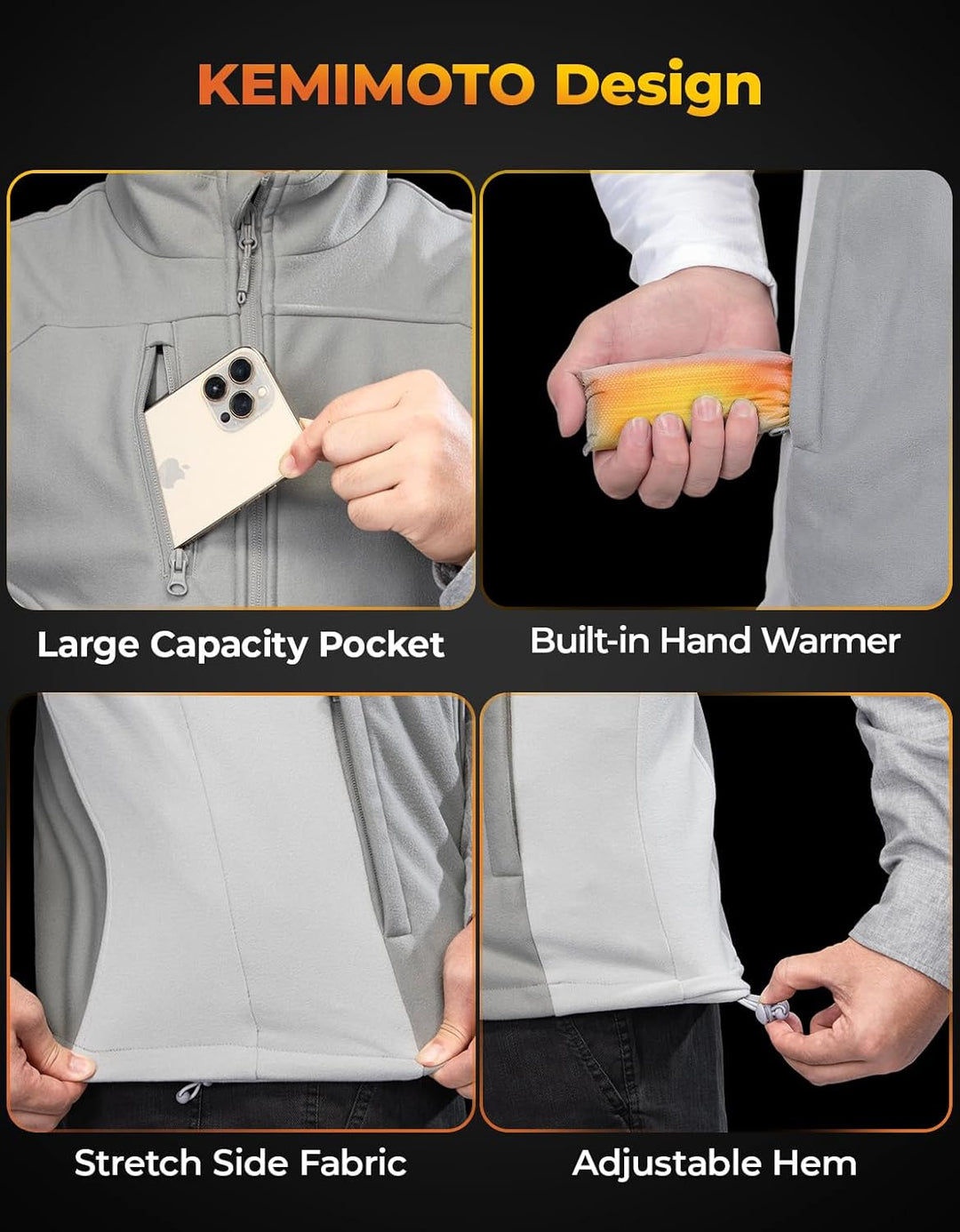 KEMIMOTO Beheizbare Weste Herren Damen, Beheizte Weste mit Handwärmfunktion, 5 Heizzone, Heizweste m