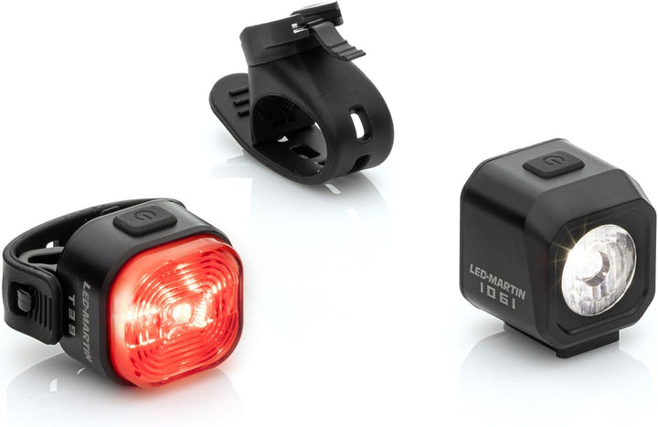 LED-MARTIN® Fahrradlicht Set | max. Helligkeit | LED Fahrradbeleuchtung USB Aufladbar Fahrradlampe,