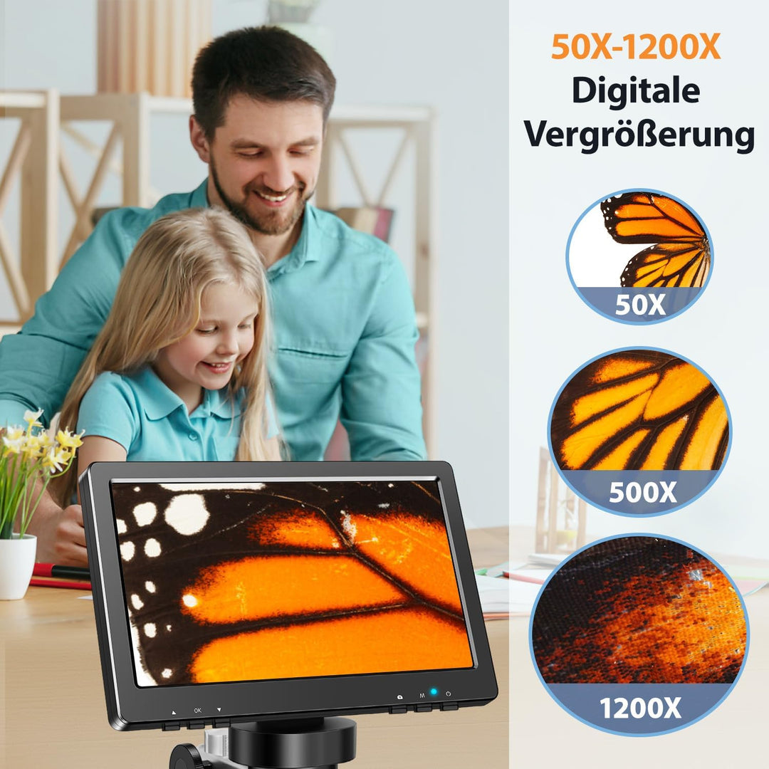 7“ LCD Digital Mikroskop, 1200X Vergrösserung für Münze PCB Schaltung Reparatur Löten, 12MP Kamera S