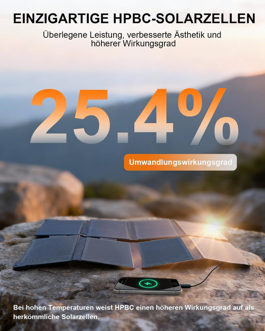 ELECAENTA 45W ETFE HPBC Solar Ladegerät 3-Port DC USB-C PD30W QC3.0 IP68 Wasserdicht Faltbar Solar P