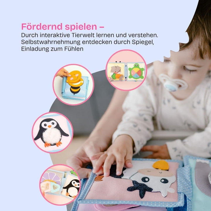 Jolly Designs – Kleine Biene - Mini Quiet Book – Montessori Spielzeug ab 6 Monaten – Motorik & Senso