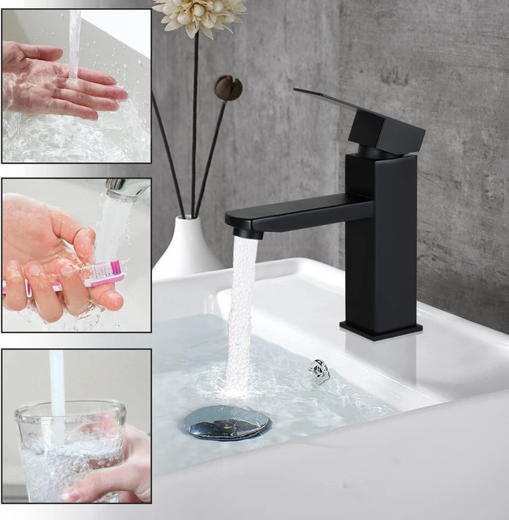 Wasserhahn Bad Waschtischarmatur Waschbecken - Armatur Schwarz Warm und Kaltwasserhahn Badezimmer Mi
