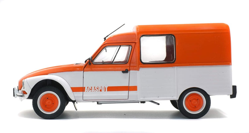 Solido Citroen Acadiane Acaspot, 1984, Modellauto, Massstab 1:18, weiss/orange