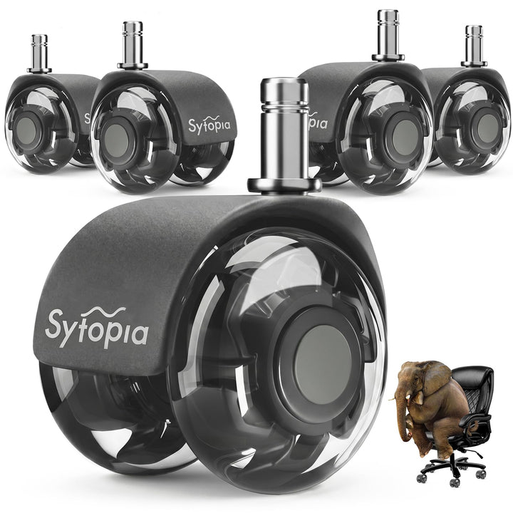 Sytopia Universal Bürostuhlrollen, 5er Set Bürostuhl Rollen 11x22MM, Perfekte Leise Gummirollen für