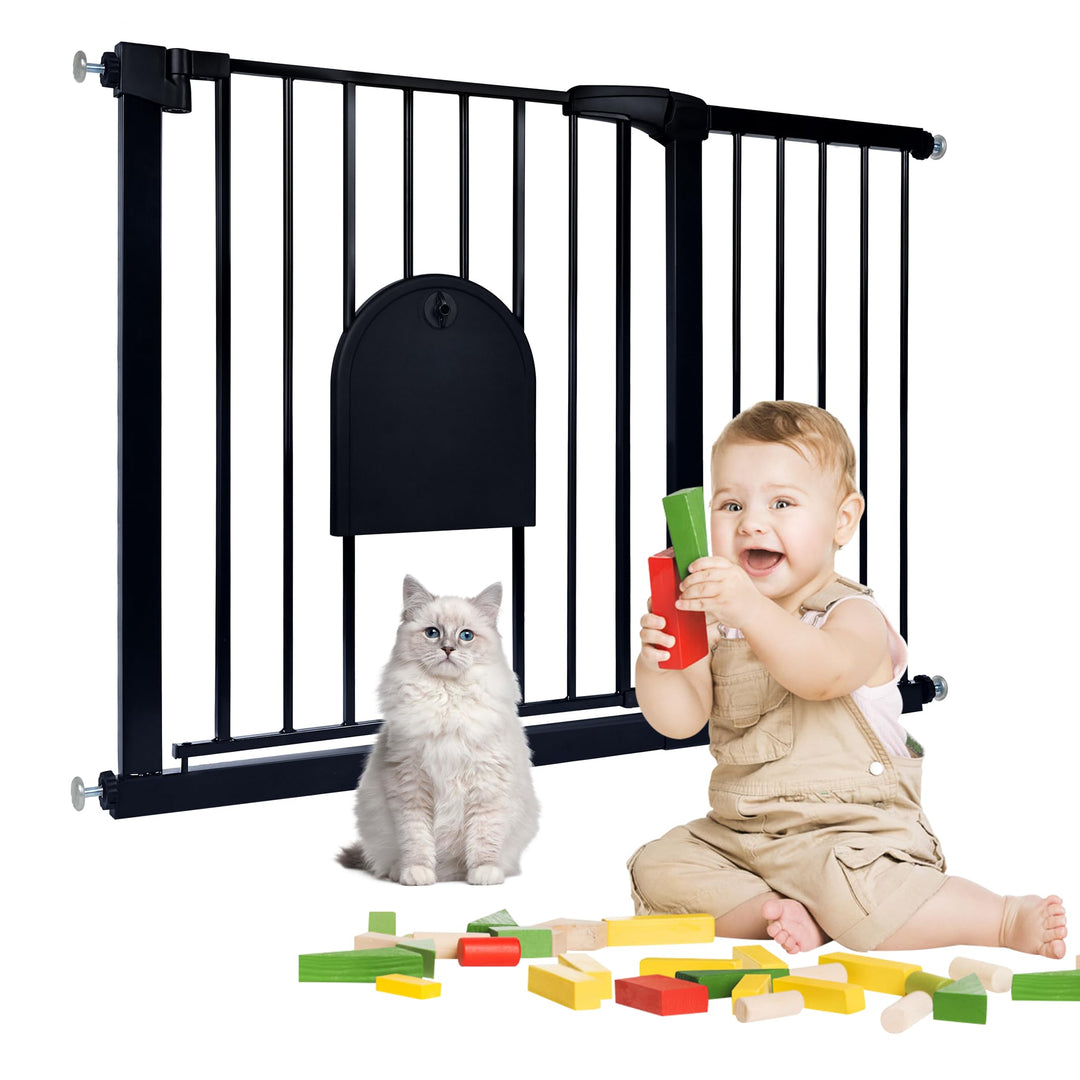 XMTECH Türschutzgitter Ohne Bohren Treppengitter für Kinder 105-115cm breit, Auto-Close Baby Türgitt