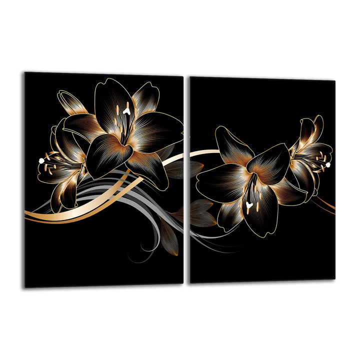 Herdabdeckplatten Set 2x40x52 cm Ceranfeld Abdeckung Glas Spritzschutz Abdeckplatte Glasplatte Herd