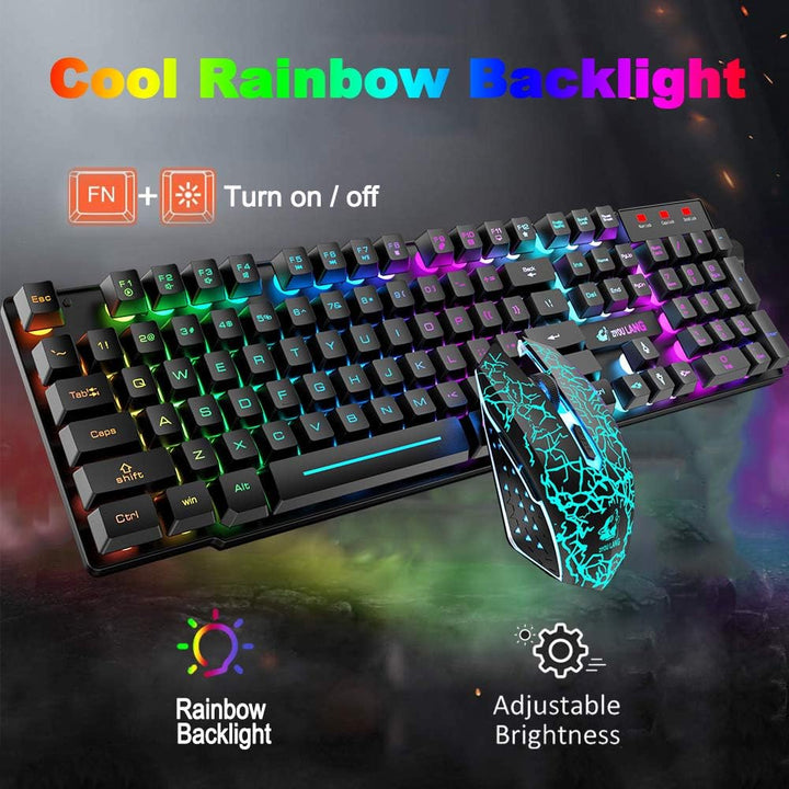 Kabellose Tastatur mit Regenbogen-Hintergrundbeleuchtung, 2,4 G, wiederaufladbar, mechanische Haptik