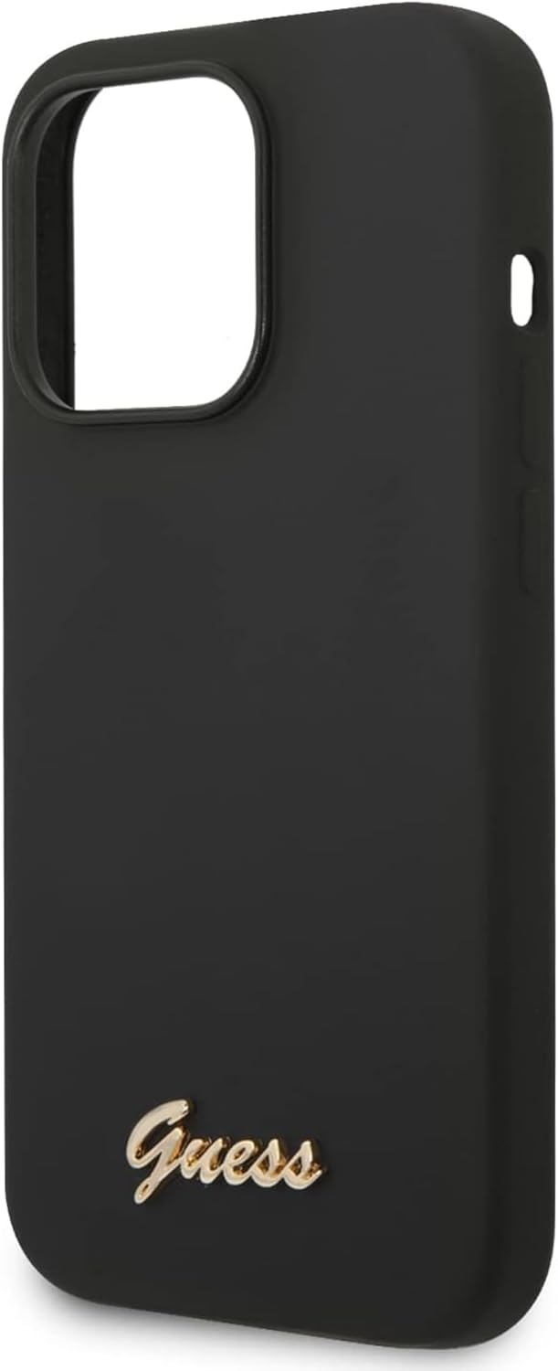 Guess GUHCP14LSLSMK hülle für iPhone 14 Pro 6,1" schwarz/Black Hard case Silicone Vintage Gold Logo