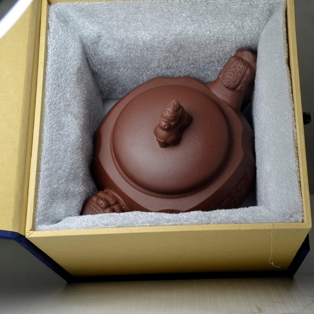 Teekanne, 300 ml, chinesischer Ton, Zisha, Zisha, Drachengriff, Löwendeckel, Gongfu, loser Tee