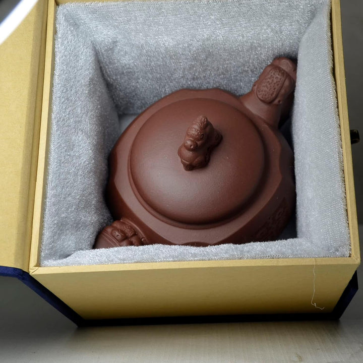 Teekanne, 300 ml, chinesischer Ton, Zisha, Zisha, Drachengriff, Löwendeckel, Gongfu, loser Tee