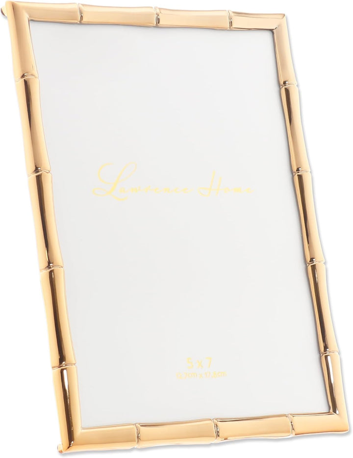 Lawrence Frames 712257 Metall-Bilderrahmen mit Bambus-Design, 12,7 x 17,8 cm, goldfarben 5x7 Gold, 5