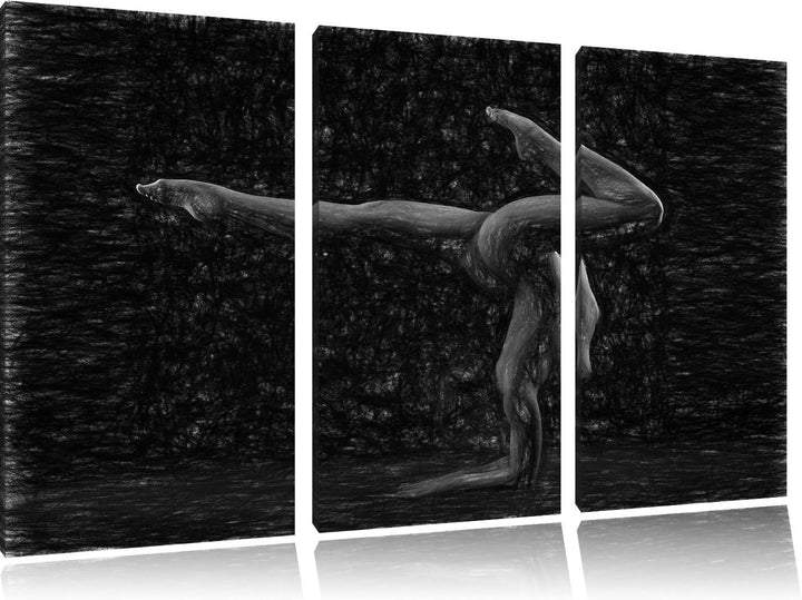 Pixxprint sexy Körper Einer Jungen Frau / 3-Teilig/Gesamtmass 120cm Leinwandbild bespannt auf Holzra