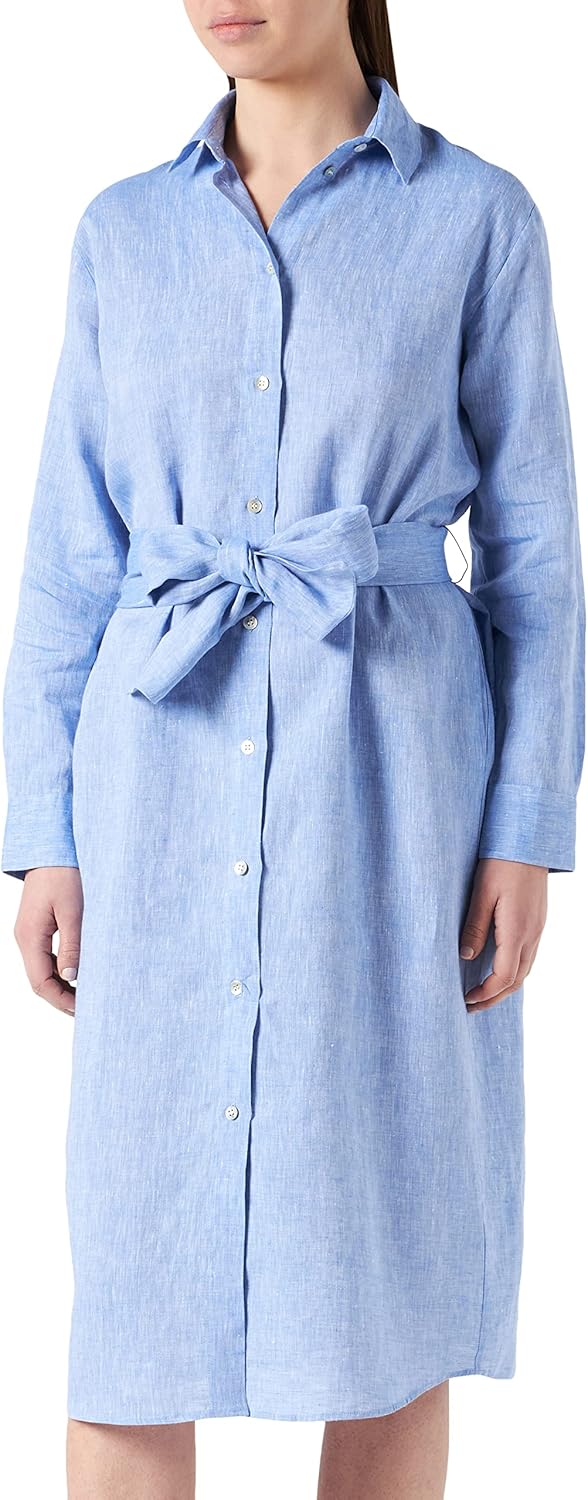 Seidensticker Damen Kleid - Midi Kleid - Blusenkleid - Hemdblusenkragen - Langarm - 100% Viskose 42