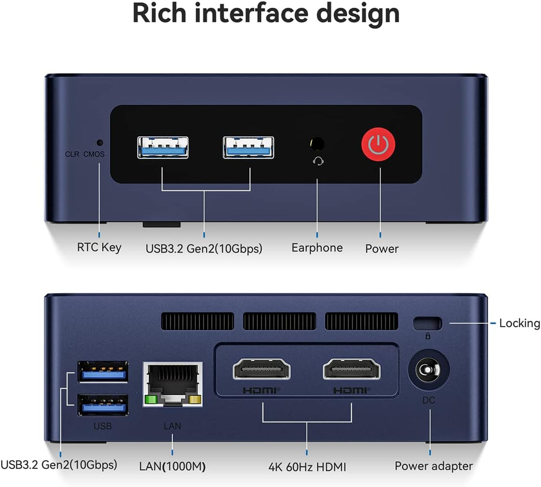 Beelink MINI S Mini-PC mit Windows 11 PRO und Intel N5095 CPU, 8 GB RAM und bis zu 256 GB SSD[MINI-S