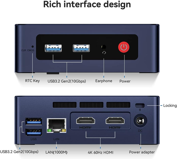 Beelink MINI S Mini-PC mit Windows 11 PRO und Intel N5095 CPU, 8 GB RAM und bis zu 256 GB SSD[MINI-S