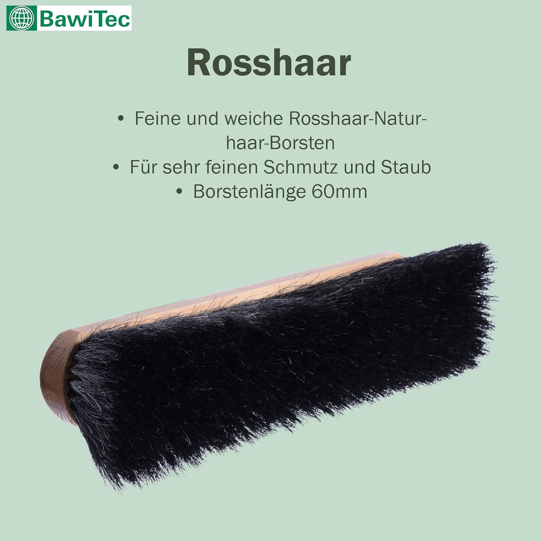 BawiTec Qualitäts Rosshaarbesen mit sehr weichen Borsten Zimmerbesen mit Teleskopstiel max. 200cm La